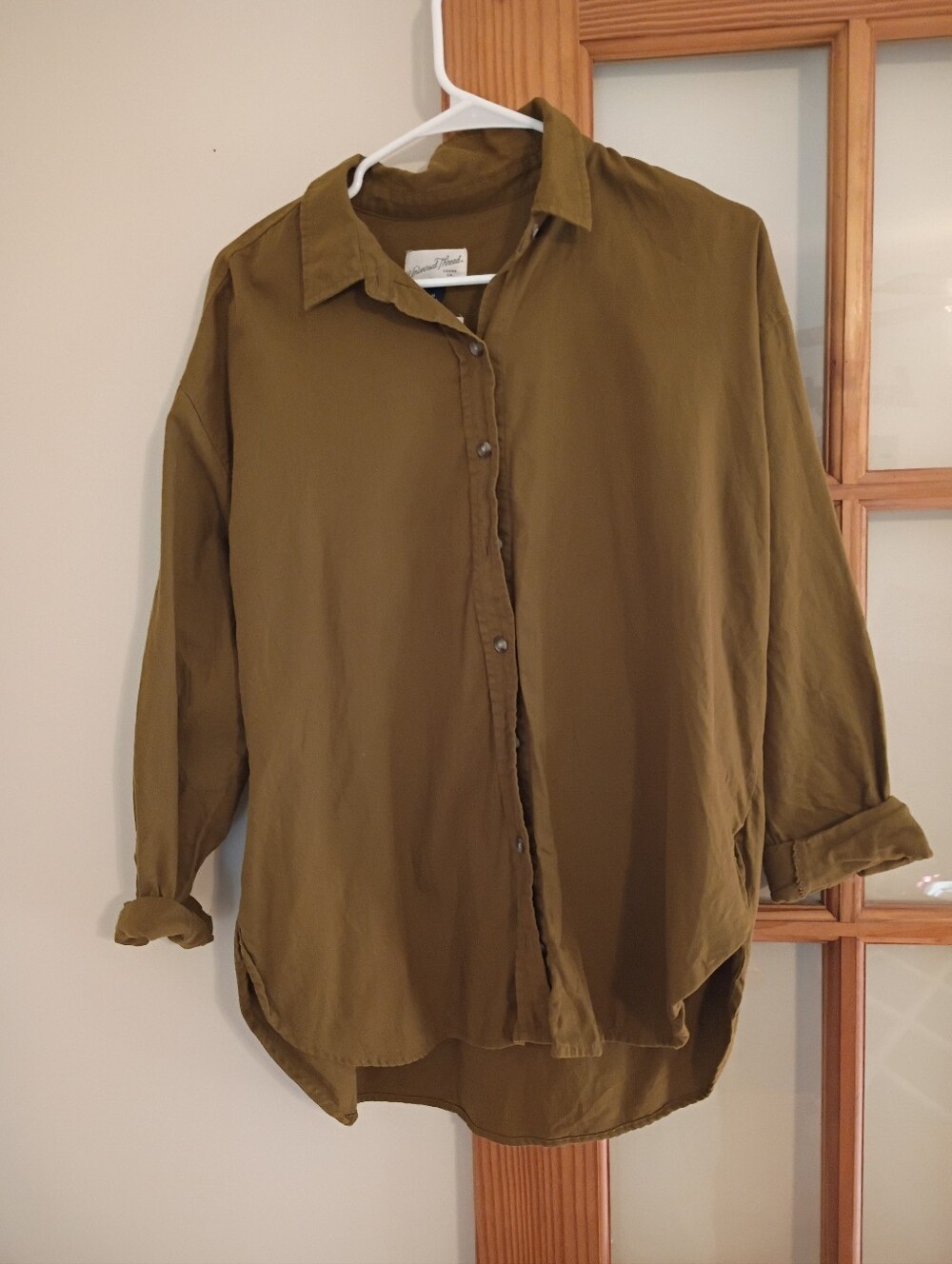 Universal Thread Olive Button-Front Utility Blouse